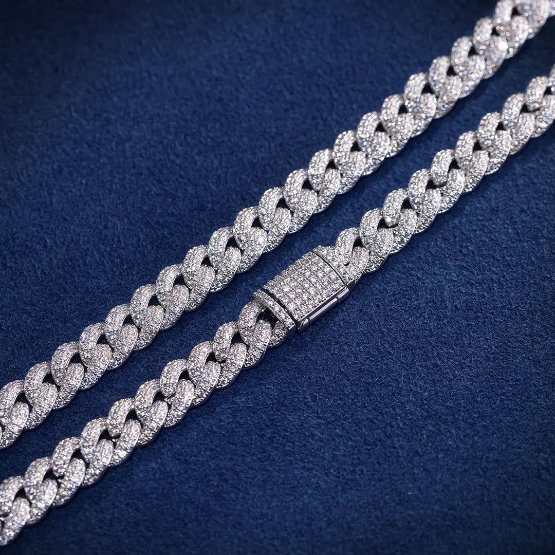 10mm Moissanite Diamond Cuban Link Chain