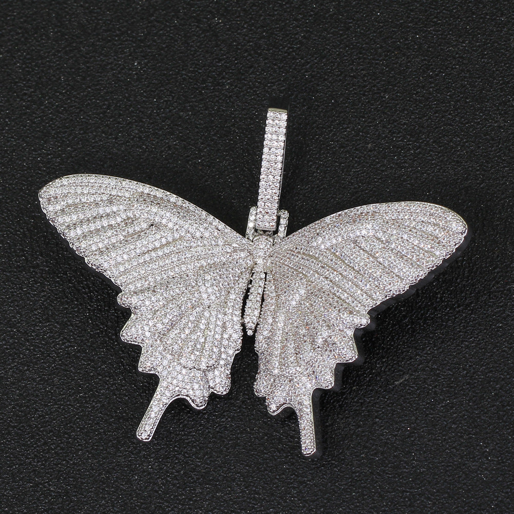Colorful Large Zirconia Butterfly Pendant Necklace