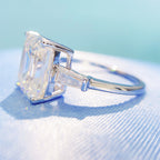 Emerald Cut Engagement Ring 4 CT Moissanite S925 Ring
