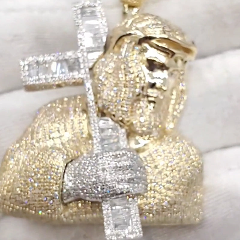 Custom Ice Out Jesus Cross Pendant 5mm Tennis Chain