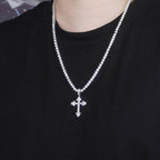 Ice Crystal Cluster Round Cut Cross Moissanite Pendant