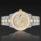 Iced Two Tone Baguette Cut Roman Numerals Men's Watch