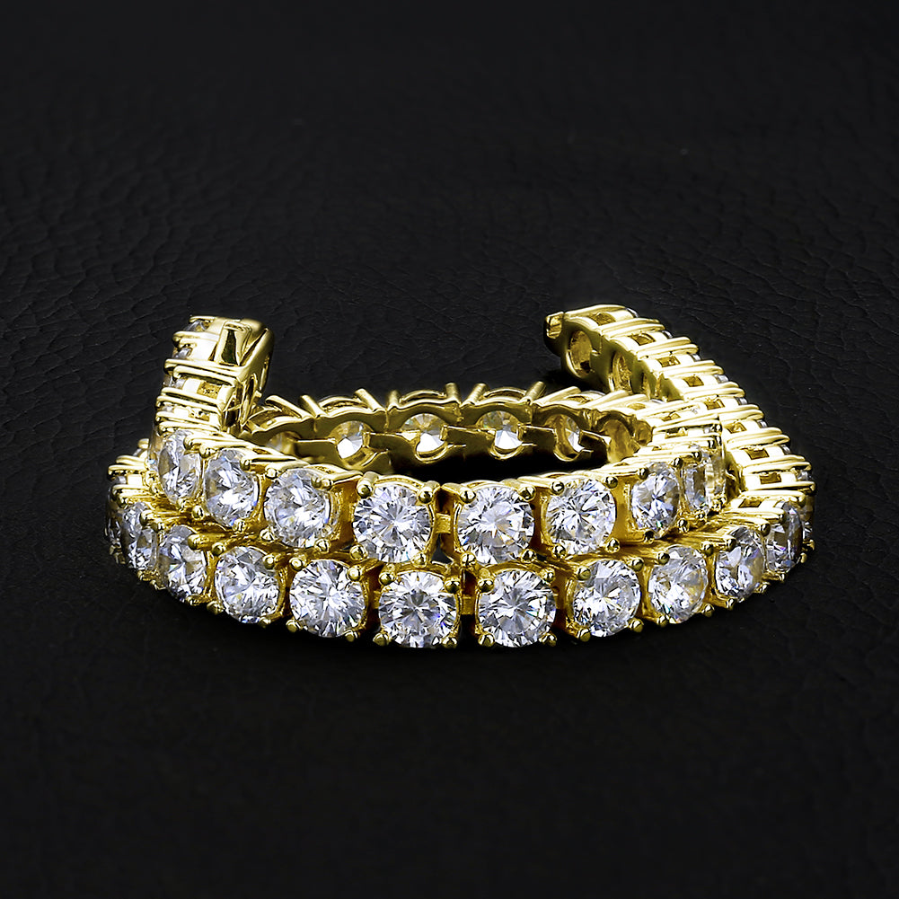 4mm 14K Gold Moissanite Diamond Mens Tennis Chain