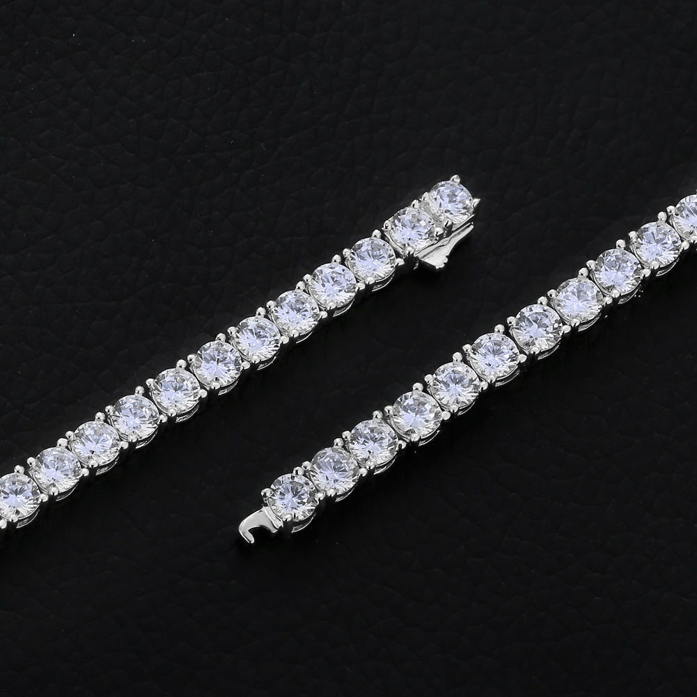 4mm White Gold Moissanite Diamond Mens Tennis Chain