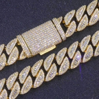 20mm Moissanite Mixed Inlay T Square Cuban Chain