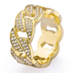 Street Style | Iced Out Cuban Mens Ring in 14K Gold