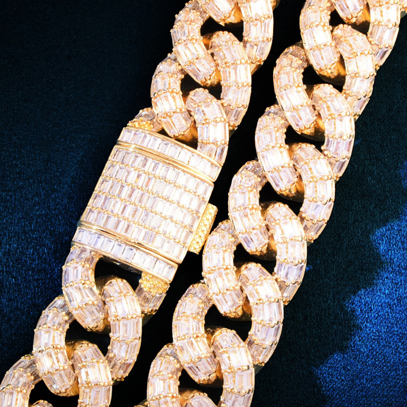 21mm Moissanite Trapezoid Diamond Cuban Bracelet