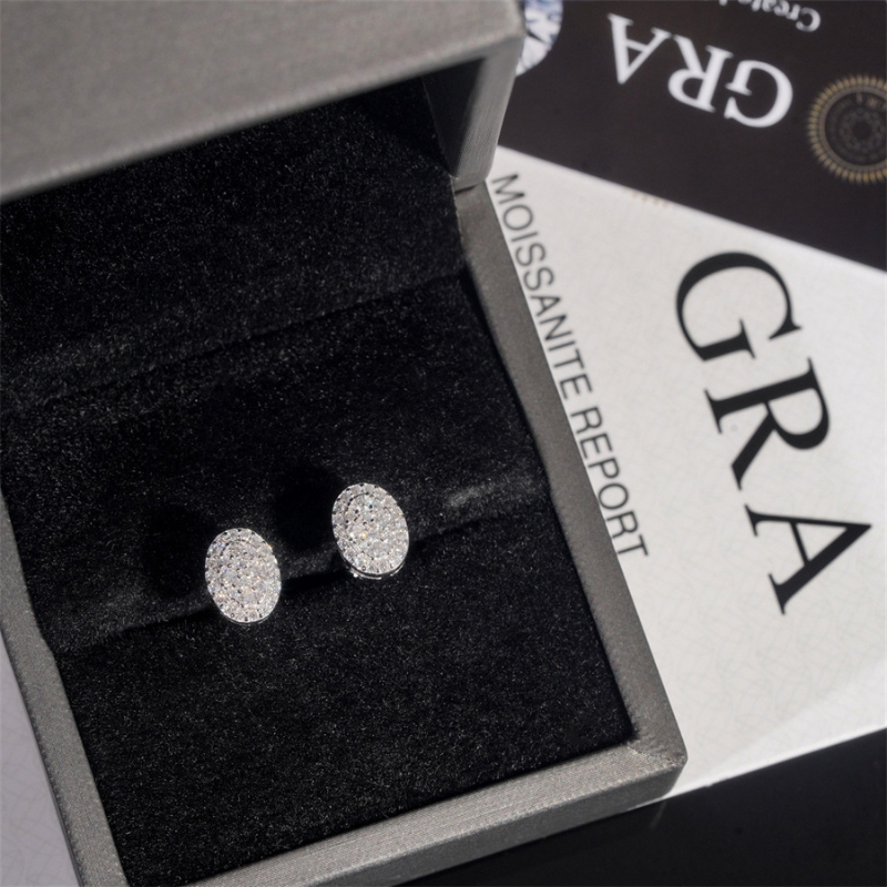 Moissanite Hip Hop Oval Earrings