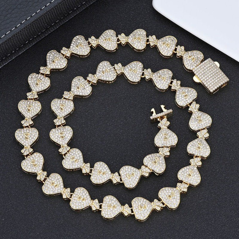 15mm Moissanite Dollar Wallet Cuban Chain