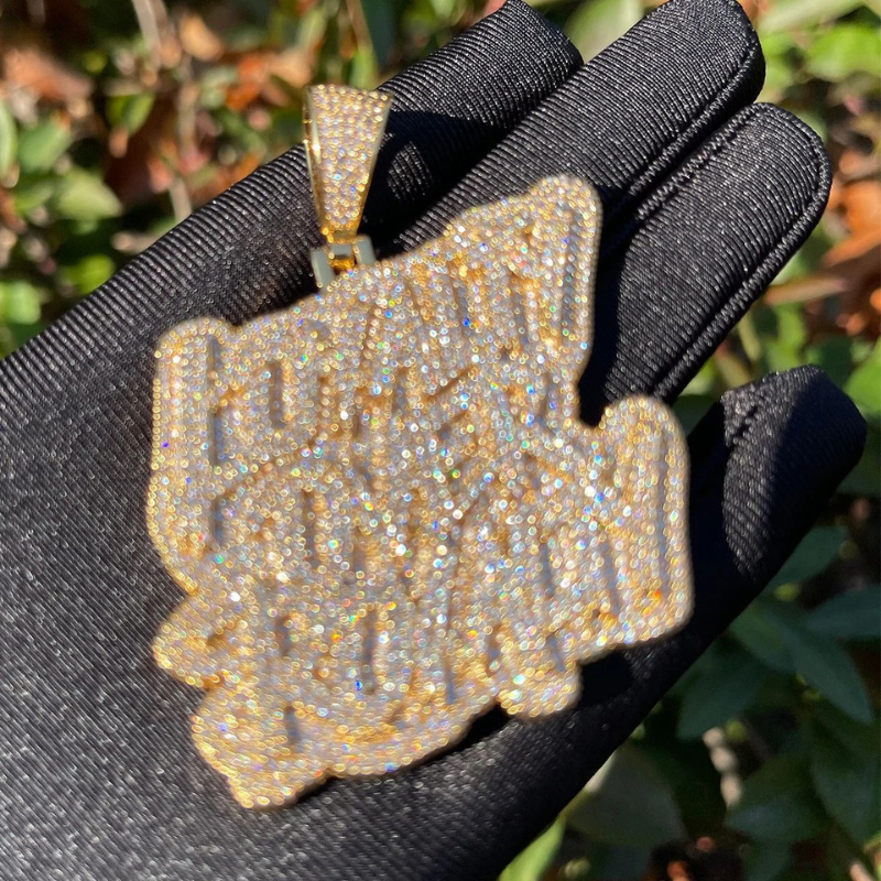 Moissanite Loyalty over Royalty Letter Pendant