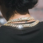 12mm Prong Baguette Cuban Chain - 18K Gold Plated