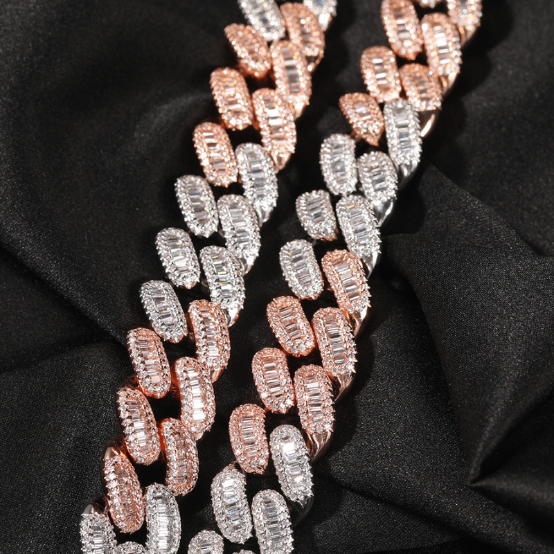 15mm Moissanite Hip Hop Three-color Cuban Chain