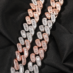 15mm Moissanite Hip Hop Three-color Cuban Chain