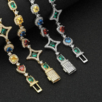 10mm Moissanite Hip Hop Colored Gemstone Chain