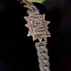Moissanite "WOW" Letter Design Buckle 20mm Cuban Chain