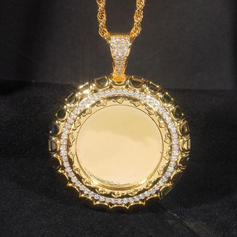 Moissanite Disc Custom Photo Commemorative Pendant
