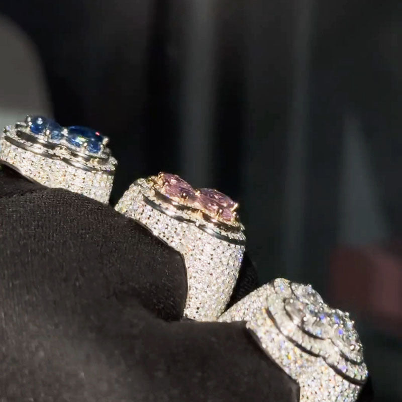 Moissanite Clovers Three-Dimensional Ring