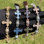 Moissanite Hip Hop Round Bead Cross Bracelet