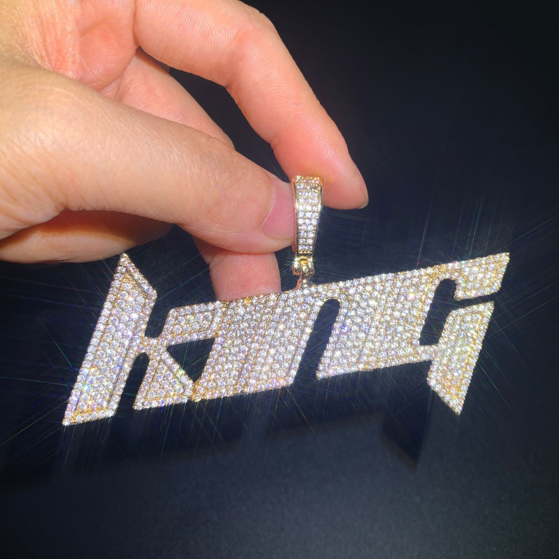 Moissanite Hip Hop Blade Design Custom Letter Pendant