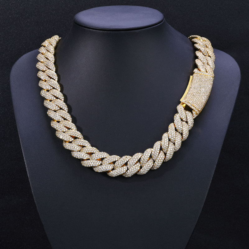 18mm Moissanite Three-row Diamond Bubble Cuban Chain
