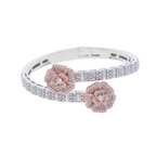 Moissanite Flower Baguette Adjustable Opening Bracelet