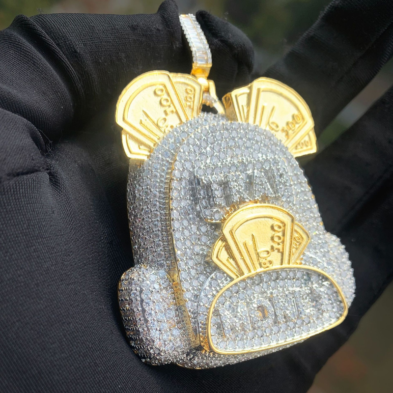 Moissanite Hip Hop Letter Backpack Pendant