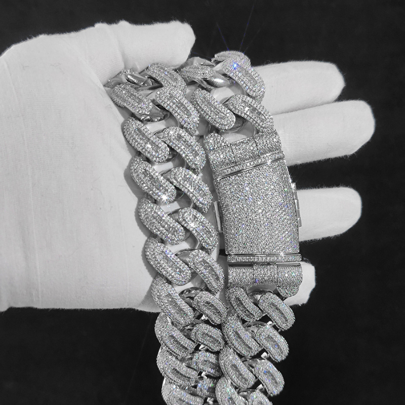 29mm Moissanite Hip Hop Square Diamond Cuban Chain