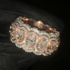Moissanite Patterned Edge Design Oval Goose Egg Diamond Ring