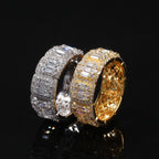 8mm Moissanite Baguette-Cut Halo Band in White Gold