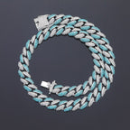 Women's 12mm Pink/Blue Micro Paved Cuban Chain