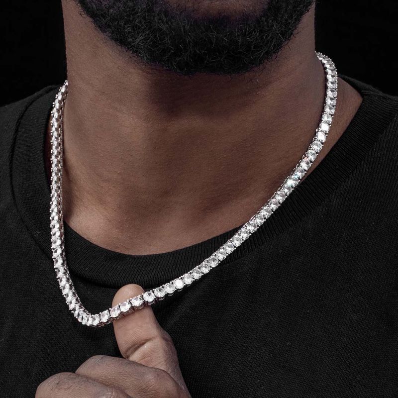 5mm Moissanite Tennis 18K White Gold Chain