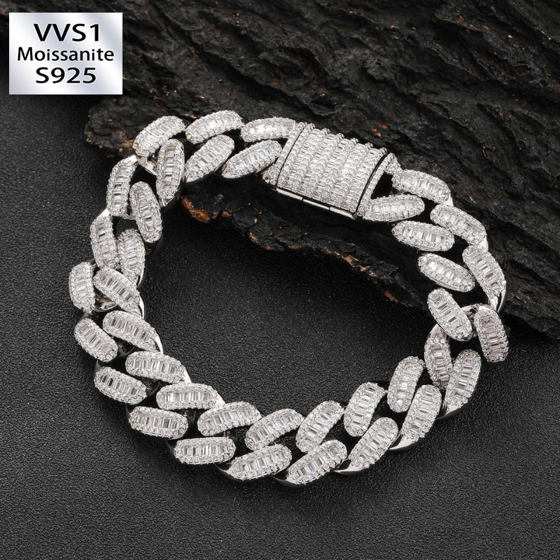 15mm T Square Ice Out Diamond Cuban Bracelet