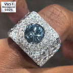 Moissanite Sapphire Square Ring