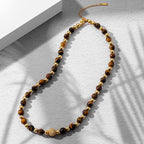 Iced Bead Tiger-Eyes Necklace