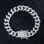 Iced Roman Numerals White Dial Watch and 12mm Cuban Bracelet Set in White Gold