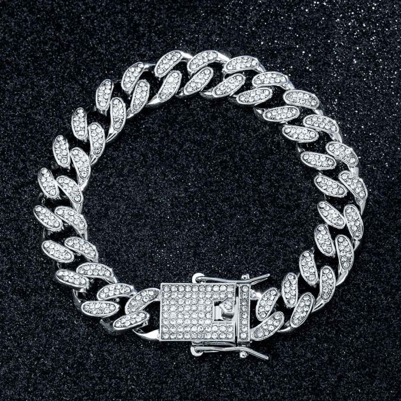 Iced Roman Numerals White Dial Watch and 12mm Cuban Bracelet Set in White Gold