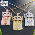 Moissanite Crown Jesus Pendant
