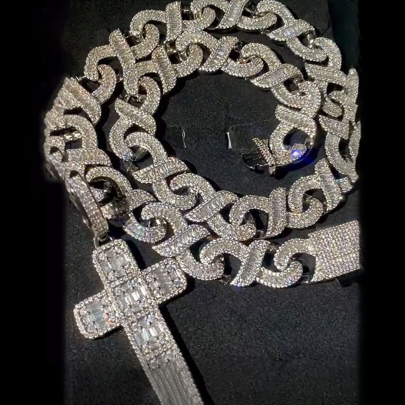 15mm Geometric Cross Cuban Chain Set