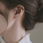 Sterling Silver Floral Cross Bullet Back Earring【A pair of earrings】