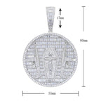 Hip Hop | Baguette Cut Crucifix Cross Round Pendant