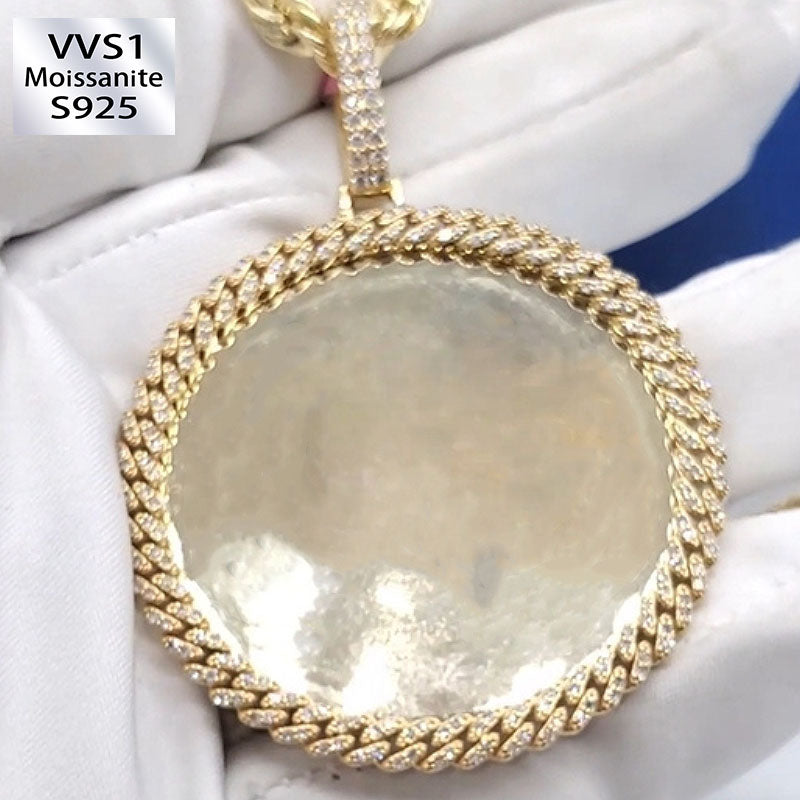 Moissanite Cuban Chain Surround Design Photo Custom Pendant