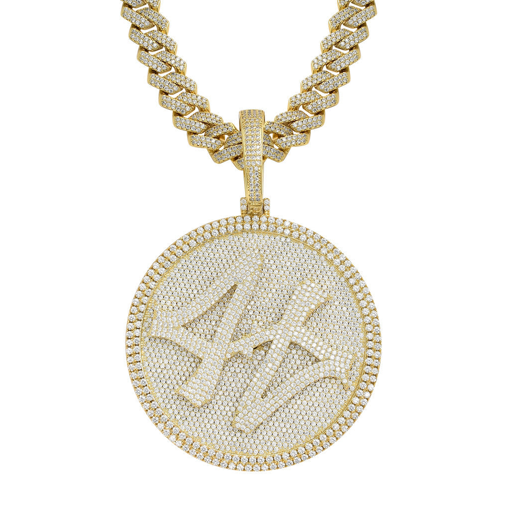 Number 44 Moissanite Rotatable Large Turntable Solid Pendant
