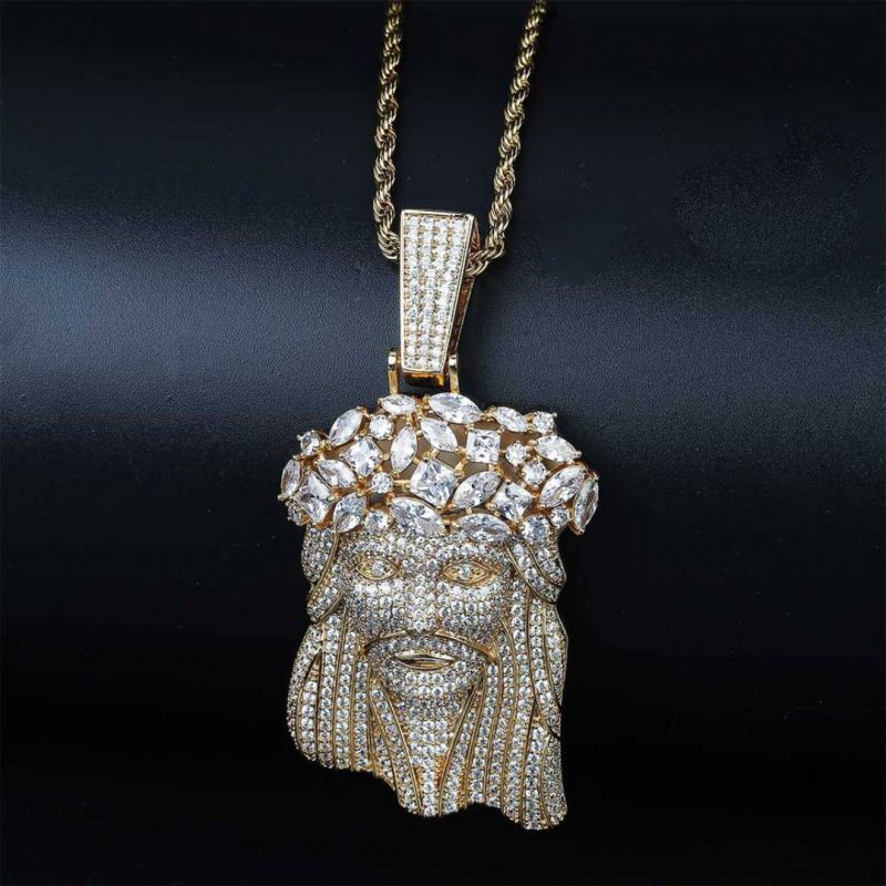 Jesus Moissanite Pendant Cuban Chain Set