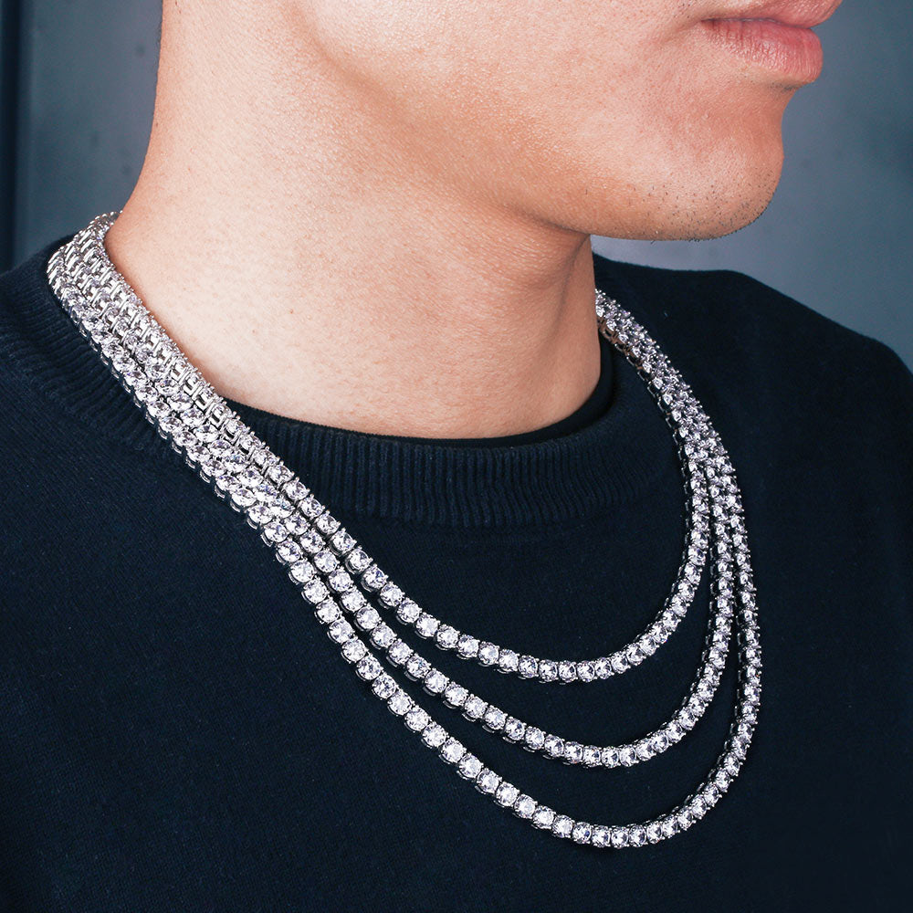 5mm Moissanite White Gold  Diamond Mens Tennis Chain