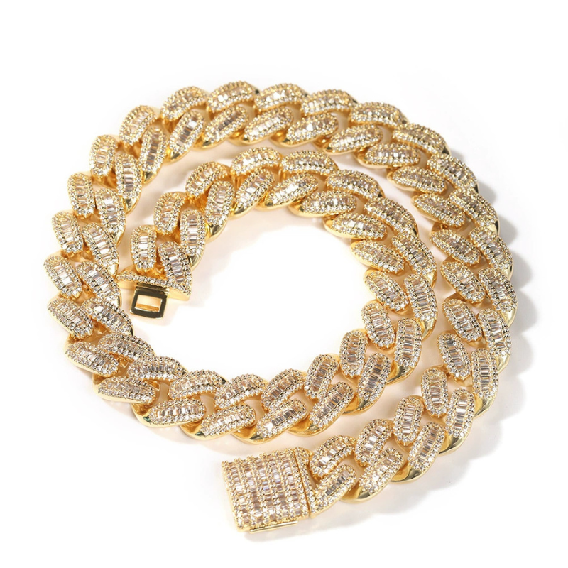 15mm Moissanite T Square Ice Out Diamond Cuban Chain