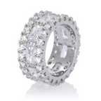 Moissanite Mixed Inlaid T Square Diamond Ring