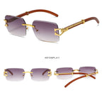 New Frameless Square Metal Leopard Design Frame Sunglasses