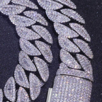 20mm Moissanite Mixed Inlay T Square Cuban Chain
