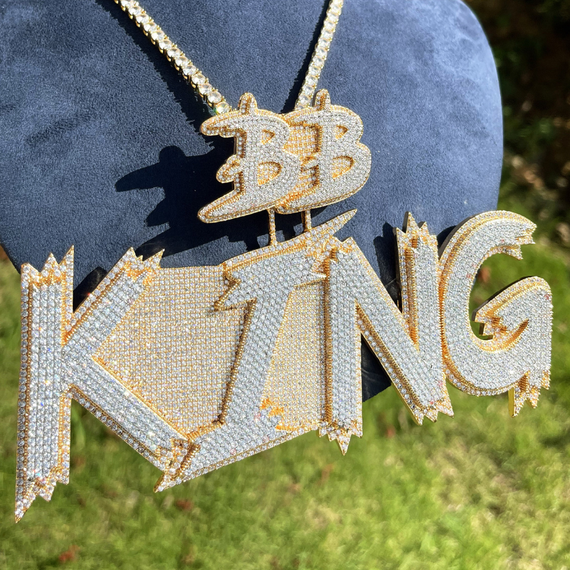 Moissanite Cursive Upper and Lower Two-layer Letter Custom Pendant