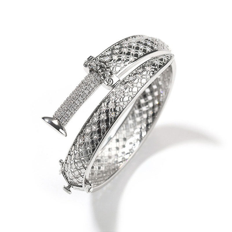 Moissanite Luxury Sword Cross Creative Design Open Bracelet